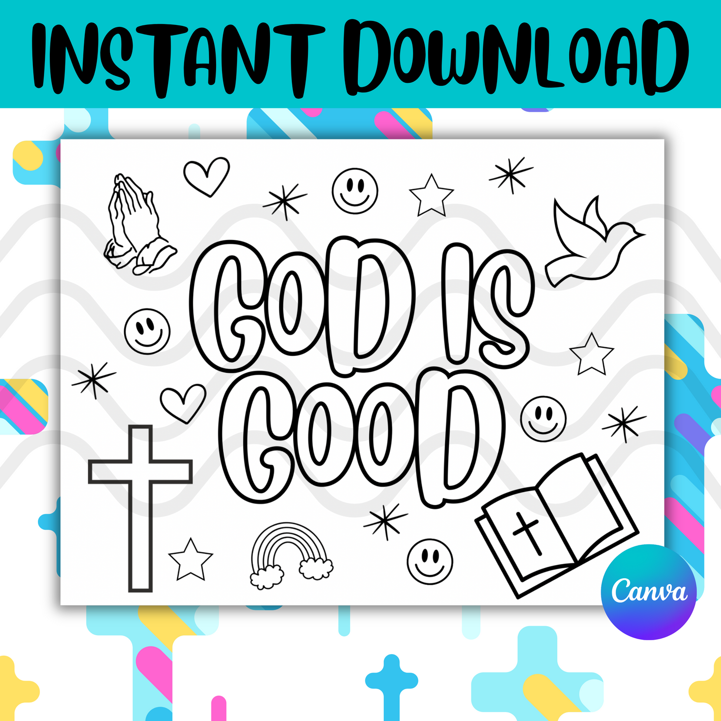 God Is Good Doodle Coloring Sheet