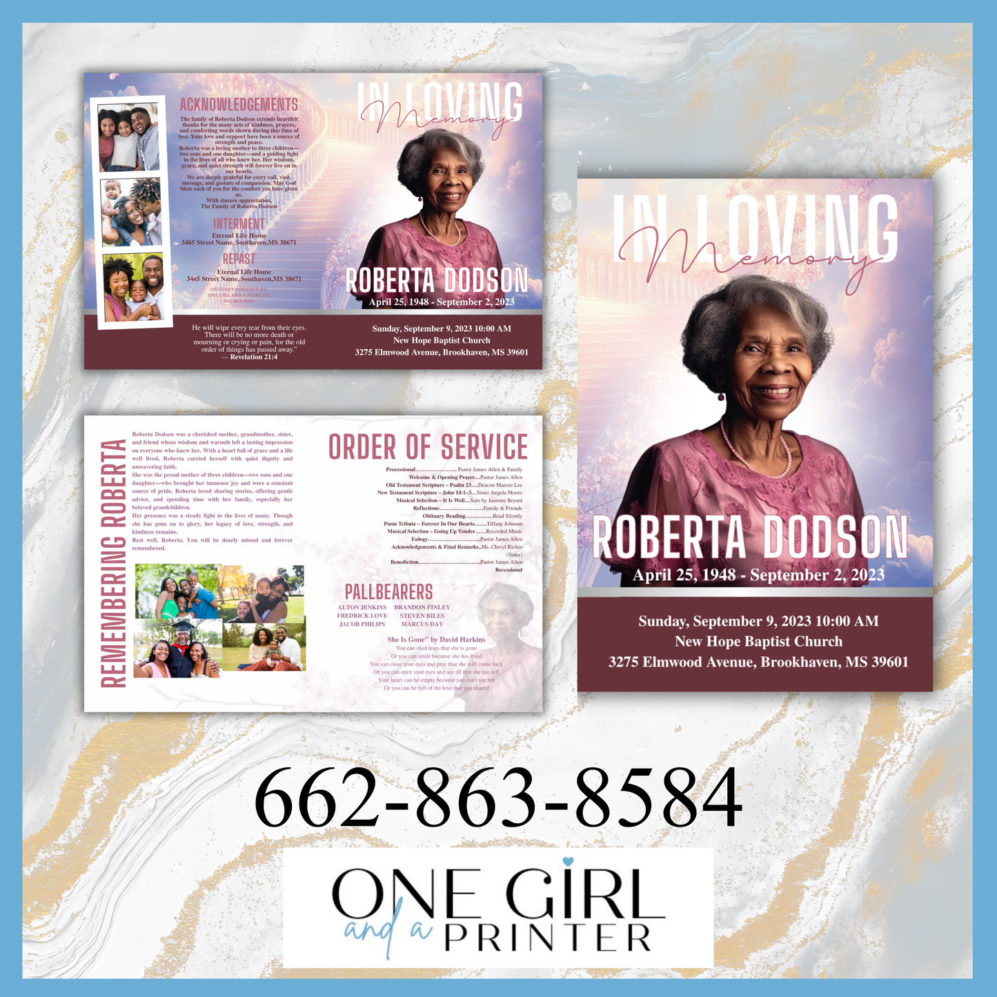 Large Obituary 4 Page “Full Color”