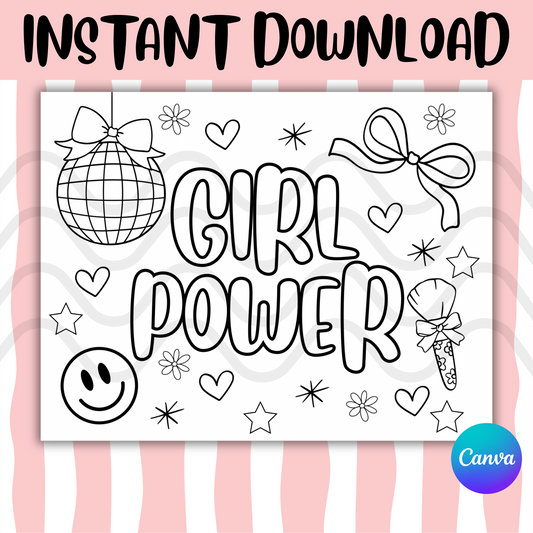Girl Power Doodle Coloring Sheet