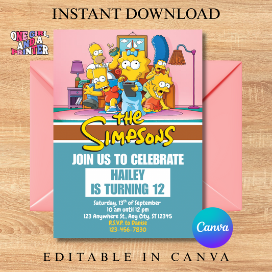 Simpsons Birthday Party Invitation