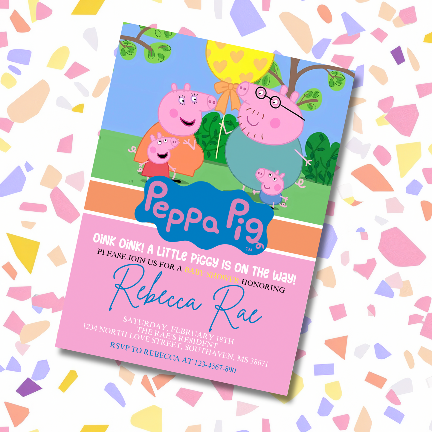 Peppa Pig Baby Shower Invitation