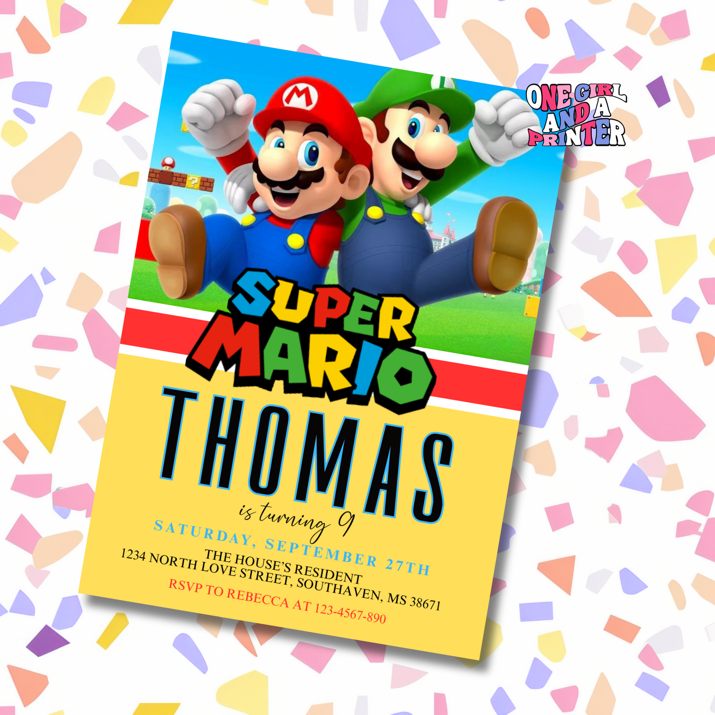 Super Mario Bros Birthday Invitation