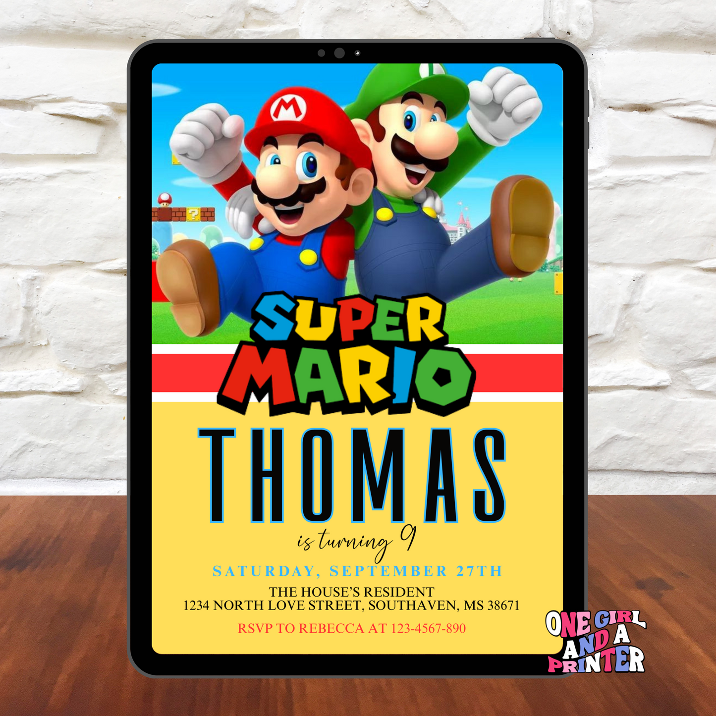 Super Mario Bros Birthday Invitation