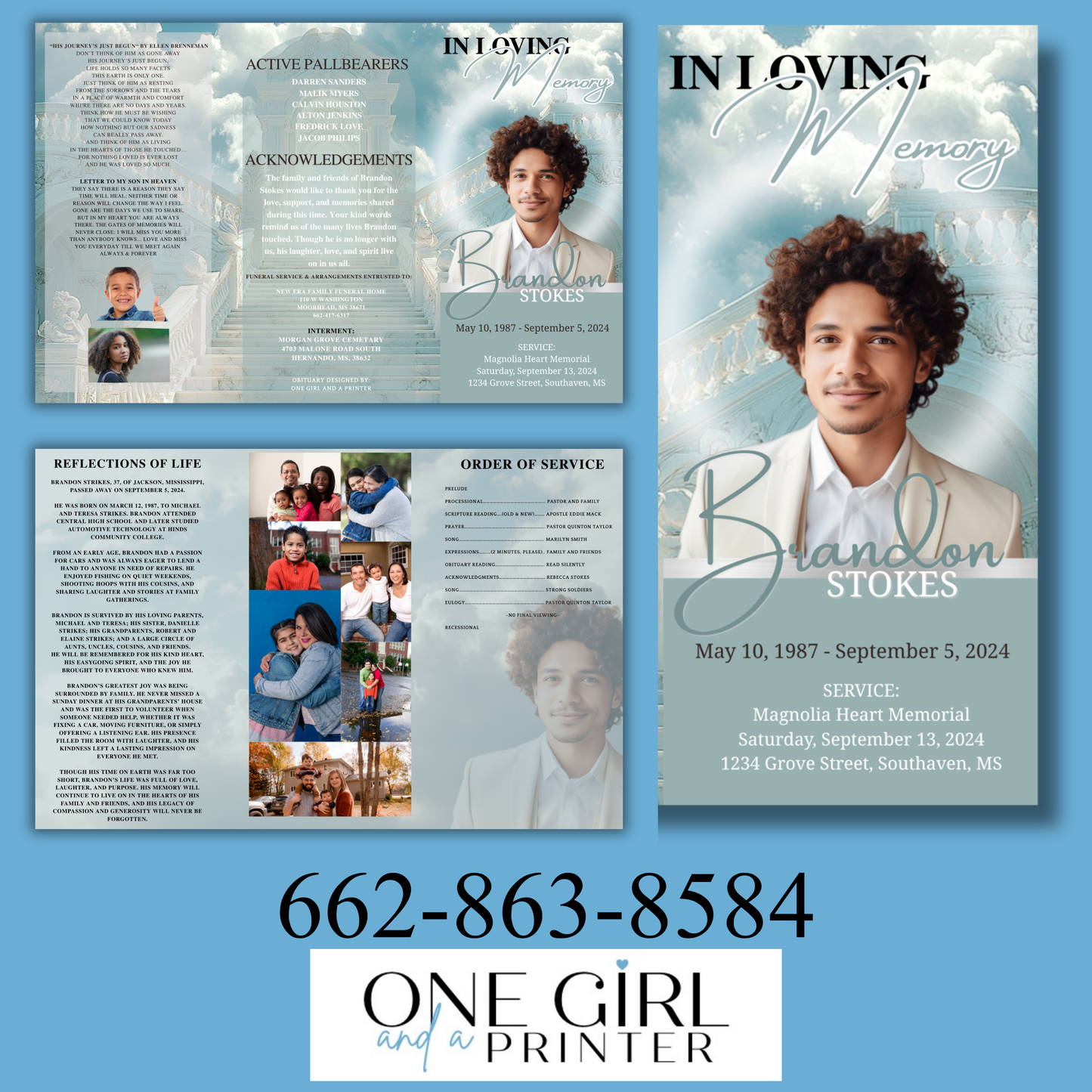 Large Obituary 6 Page “Full Color”