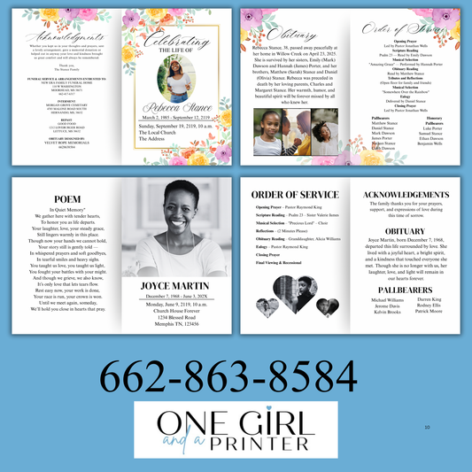 Small Obituary 4 Page “Minimal Color”