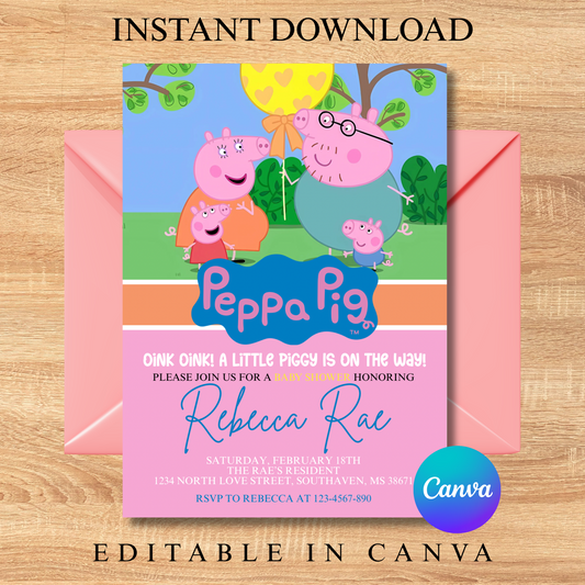 Peppa Pig Baby Shower Invitation